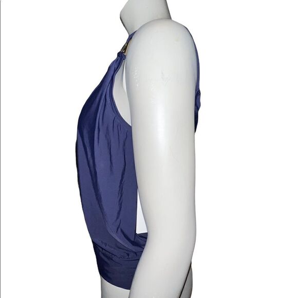 Calvin Klein Underwire Blouson Tankini Top Swim Navy Small NWT - Picture 4 of 8